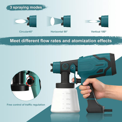 Paint Sprayer 400W, Electric Paint Spray Gun with 800ML Container, Fence Paint Sprayer with 4 Nozzles & 3 Patterns, Adjustable Flow for Walls and Ceilings, Furniture (No battery)