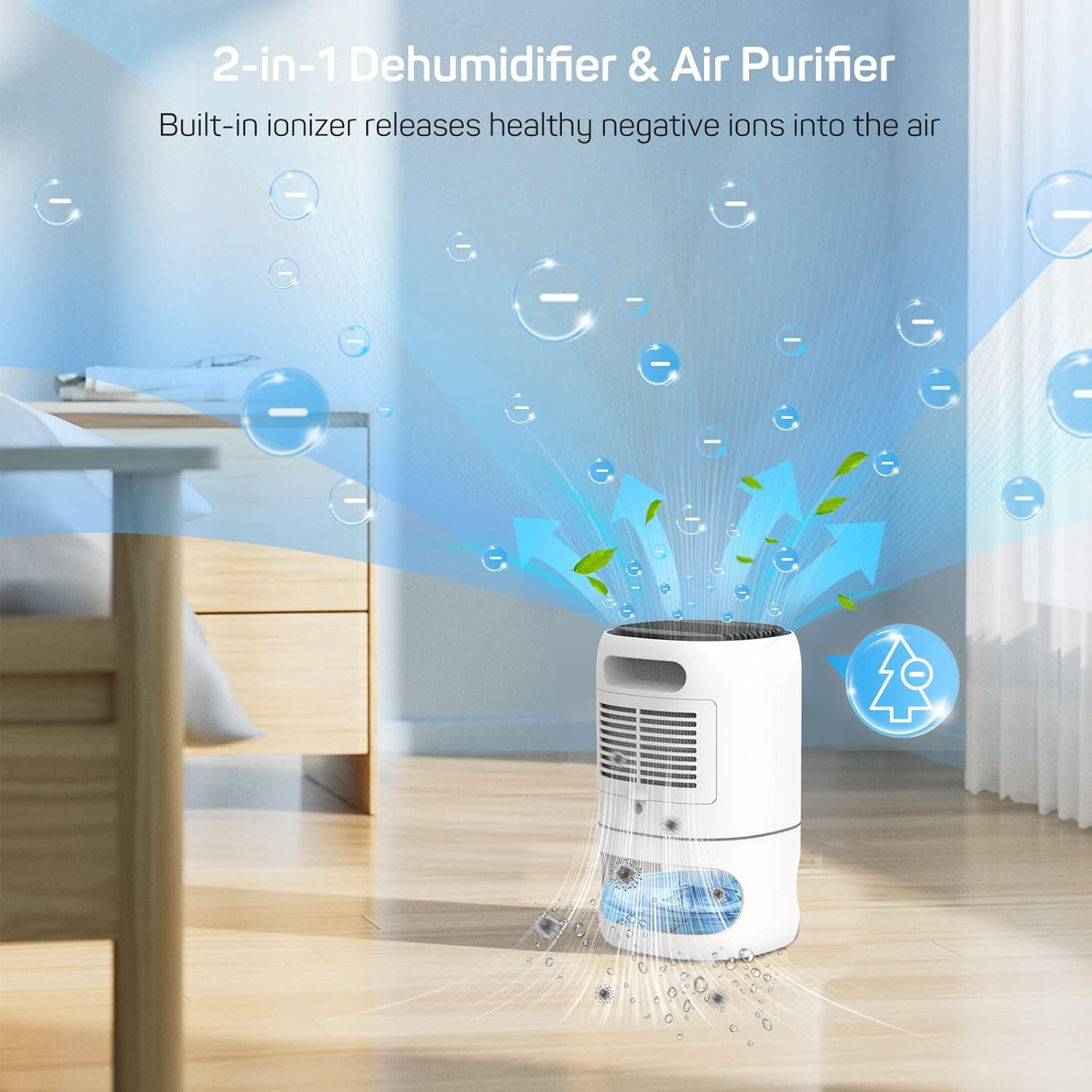 Dr.Prepare 2-in-1 1,000ml Electric Dehumidifier and Air Purifier with Washable G4 Filter, Small Air Dehumidifier with Auto Off & Timer Function for Damp, Mould in Home, Kitchen, Bedroom, RV, Garage
