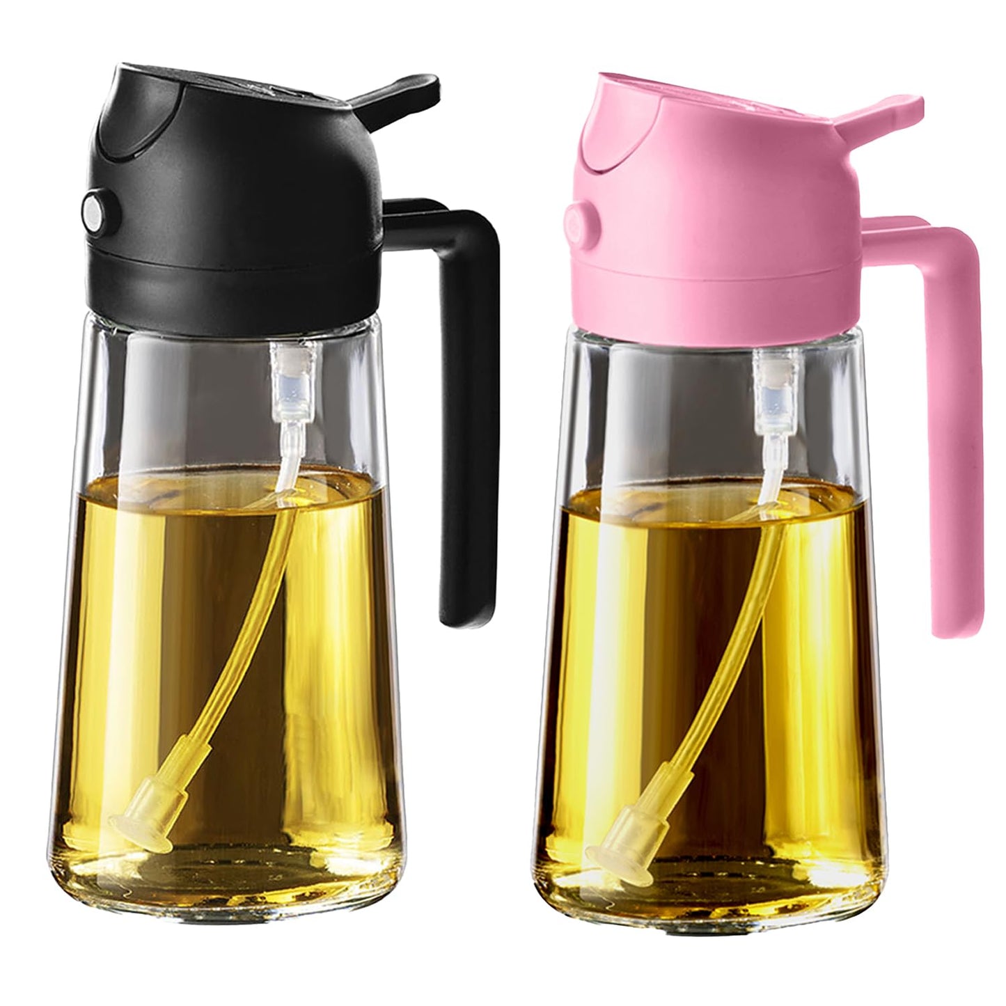 TrendPlain 16oz Olive Oil Spray Bottle - 2 in 1 Olive Oil Dispenser Bottle for Kitchen Accessories - Kitchen Gadgets, For Air Fryer (Black)