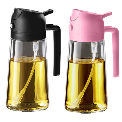 TrendPlain 16oz Olive Oil Spray Bottle - 2 in 1 Olive Oil Dispenser Bottle for Kitchen Accessories - Kitchen Gadgets, For Air Fryer (Black)