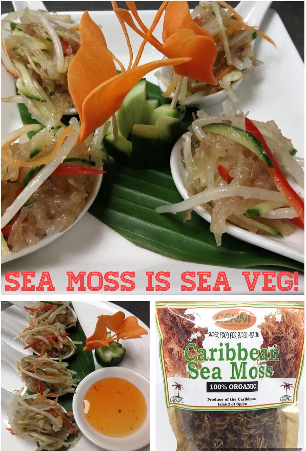 Wild crafted Sea Moss (Irish moss) from the pristine Caribbean Sea Unbleached & NOT grown on string 50g