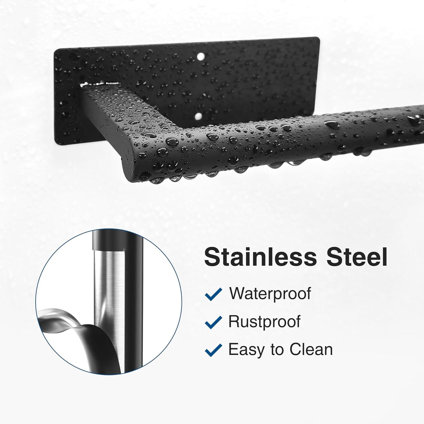 Kitchen Roll Holder Under Cabinet, Stainless Steel Paper Towel Holder Matte Black, Self-Adhensive, Suitable for Pantry, Kitchen, Bathroom