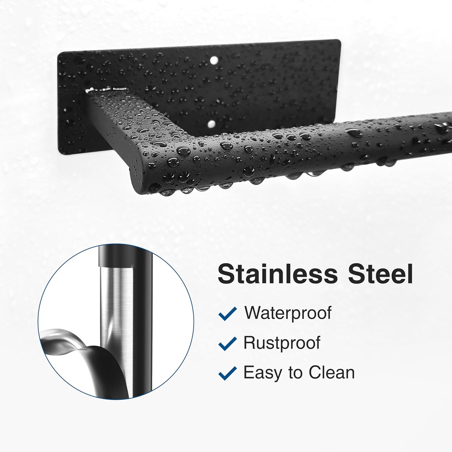 Kitchen Roll Holder Under Cabinet, Stainless Steel Paper Towel Holder Matte Black, Self-Adhensive, Suitable for Pantry, Kitchen, Bathroom