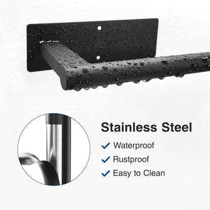 Kitchen Roll Holder Under Cabinet, Stainless Steel Paper Towel Holder Matte Black, Self-Adhensive, Suitable for Pantry, Kitchen, Bathroom