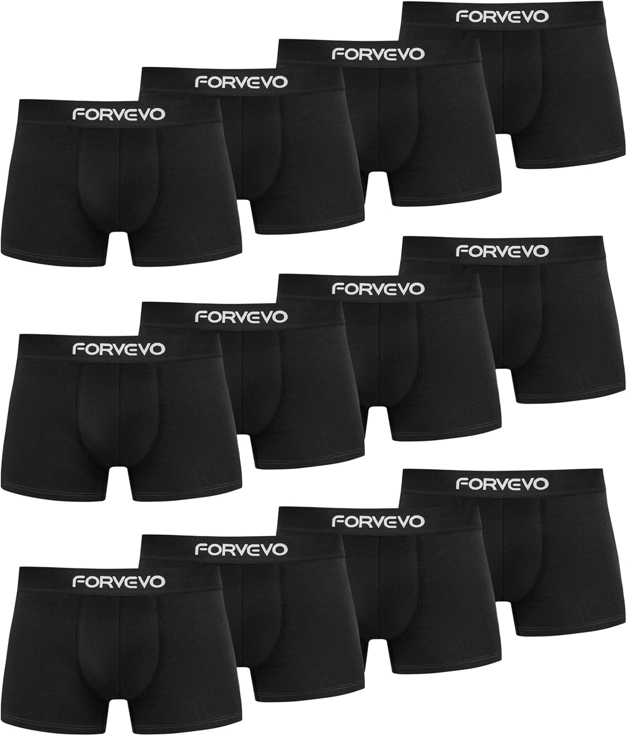 FORVEVO Mens Boxers Shorts 12 Pack, Cotton Underwear Briefs for Men, Breathable Underpants, No Itchy Labels Retro Undertrunk (M-3XL)