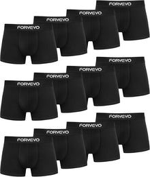 FORVEVO Mens Boxers Shorts 12 Pack, Cotton Underwear Briefs for Men, Breathable Underpants, No Itchy Labels Retro Undertrunk (M-3XL)