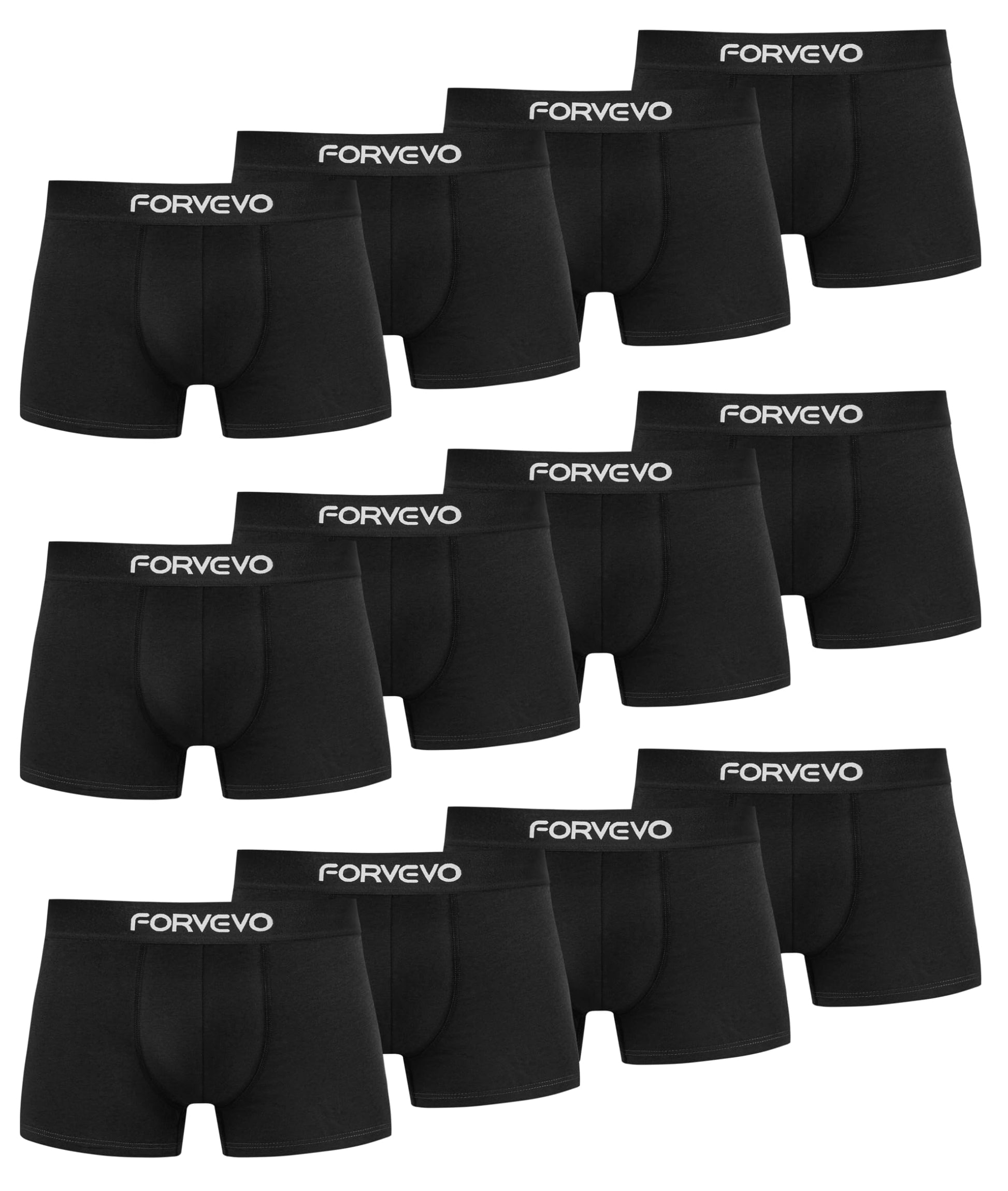 FORVEVO Mens Boxers Shorts 12 Pack, Cotton Underwear Briefs for Men, Breathable Underpants, No Itchy Labels Retro Undertrunk (M-3XL)