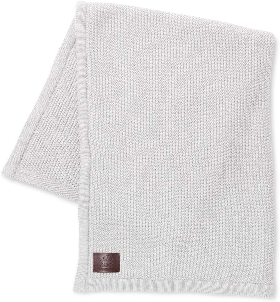 The Little Green Sheep Knitted Fleece Baby Blanket, 80x100cm - Dove