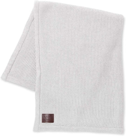 The Little Green Sheep Knitted Fleece Baby Blanket, 80x100cm - Dove