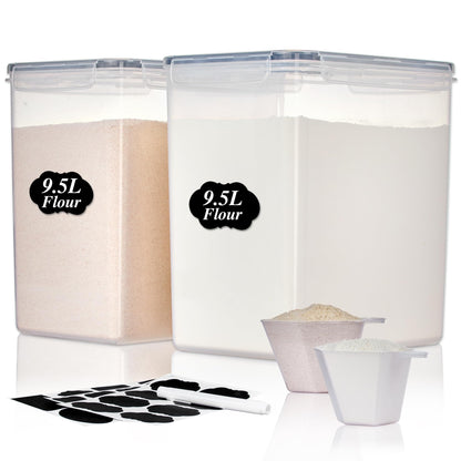 Vtopmart Set of 24 Airtight Food Storage Containers & Kitchen Storage Containers, BPA-Free Plastic Containers for Flour, Sugar and Baking Supplies, with 24 Labels (Black)