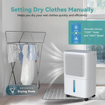 LEENON Dehumidifiers for Home 16L/Day Compressor Dehumidifier for Bedroom with Ultra-Quiet Sleep Mode Drying Clothes, Auto Off, 24H Timer, Continuous Drainage, Humidity Sensor, for Basement Home Damp