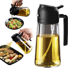 TrendPlain 16oz Olive Oil Spray Bottle - 2 in 1 Olive Oil Dispenser Bottle for Kitchen Accessories - Kitchen Gadgets, For Air Fryer (Black)