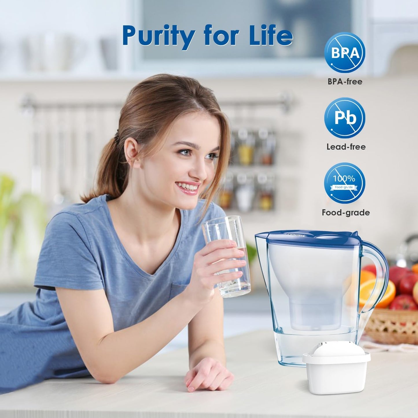 Waterdrop Water Filter Cartridges, Replacement for Brita® Maxtra+® Plus, Maxtra Pro® All-in-1, Compatible with Brita® Marella® Jug and Kettle, Reduce PFAS, PFOA/PFOS, TÜV SÜD, NSF Certified (6)