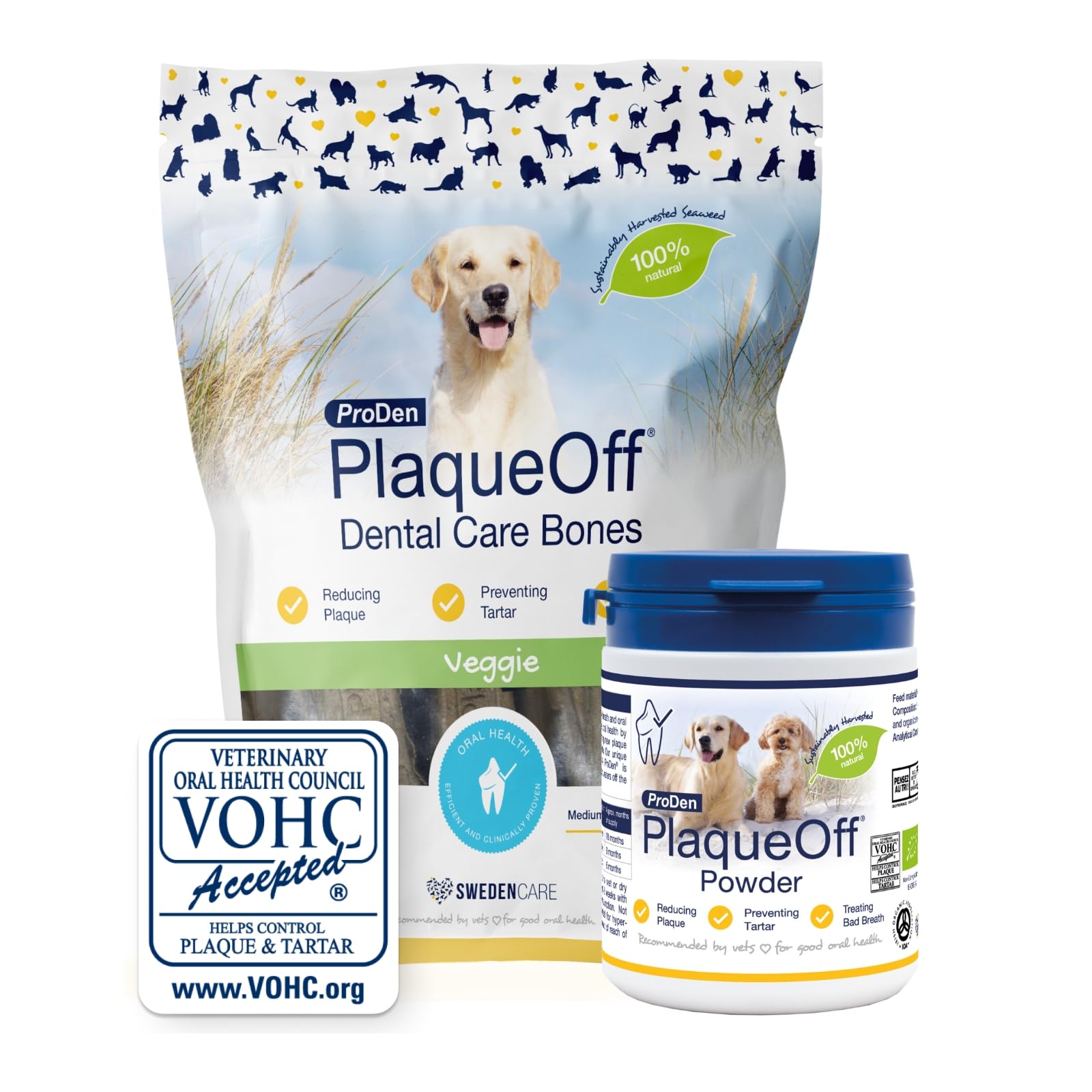 Powder for Dogs & Cats, Tartar & Bad Breath Remover 100% Natural Teeth Cleaner and Plaque Remover 60 g
