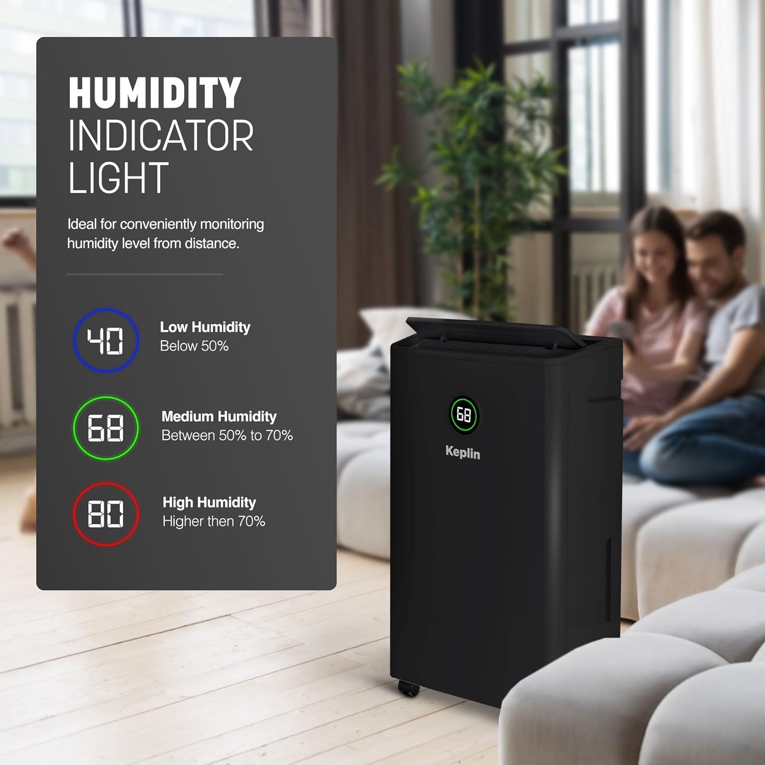 Keplin 20L Dehumidifier with HEPA Filter for Air Purification, Sleep & Laundry Mode -24 Hour Timer & Digital Display for Home, Bedroom, Bathroom, Garage &Basement- Eliminates Mould & Condensation-440W