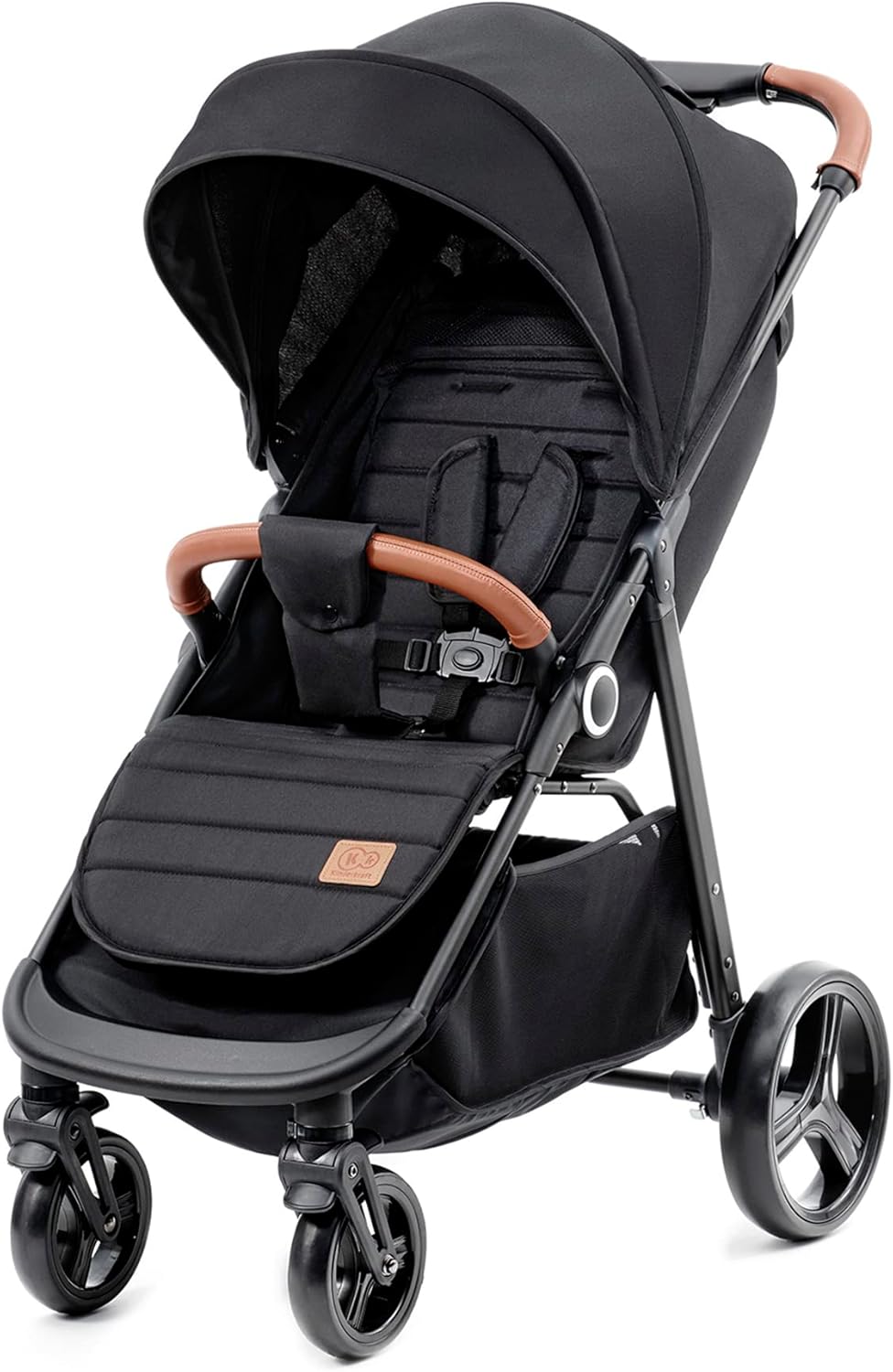 Kinderkraft GRANDE PLUS Stroller pushchair for toddlers from Birth to 22 kg, Extra-large hood, Lie-flat position, Folding with one hand, Shock absorption on all wheels, Black