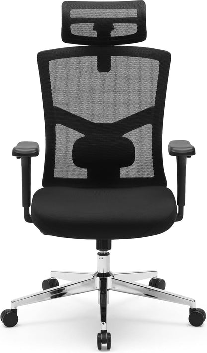 Magic Life Ergonomic Office Chair, Computer Desk Chair with Adjustable Headrest and Lumbar Support, High Back Cutton Cushion Swivel Chair for Home Office