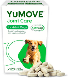 YuMOVE Joint Supplement for Dogs, Essential Dog Hip and Joint Aid for Stiff Adult Dogs with Glucosamine, Chondroitin, Green Lipped Mussel, Aged 6 to 8, 120 Tablets