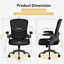 naspaluro Computer Desk Chair, Ergonomic Office Chair with 3D Lumbar Support, Flip-up Armrests Mesh Chair with Metal Claws, Mid-Back Home Office Chair-Black