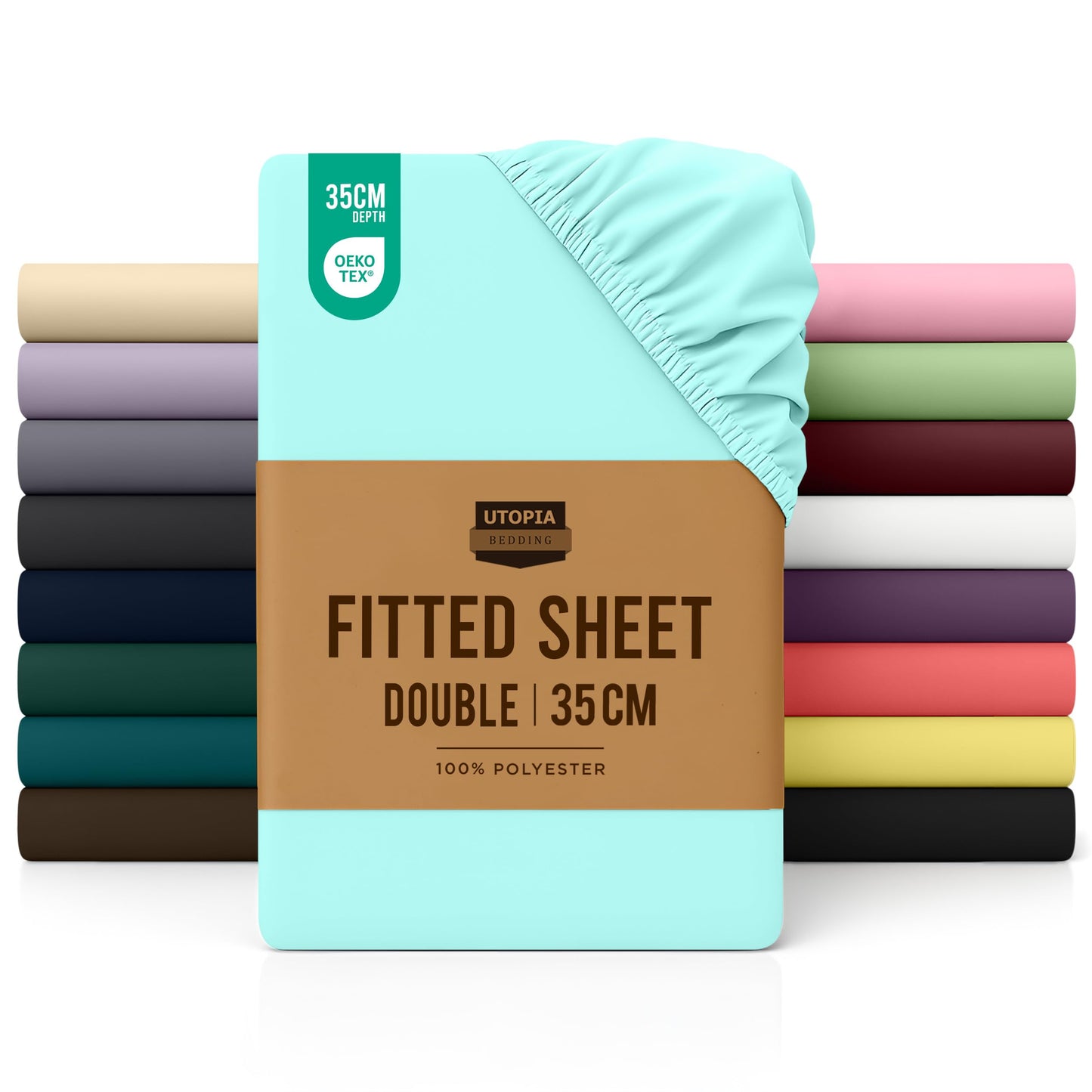 Utopia Bedding Fitted Sheet Double, White - Deep Pocket 14 inch (35 cm) - Easy Care - OEKO-TEX Certified - Soft Brushed Microfibre Fabric - Shrinkage and Fade Resistant - Bottom Sheet