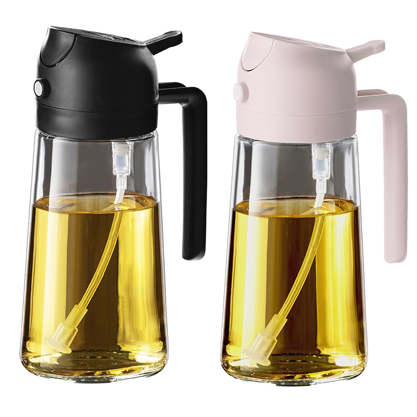 TrendPlain 16oz Olive Oil Spray Bottle - 2 in 1 Olive Oil Dispenser Bottle for Kitchen Accessories - Kitchen Gadgets, For Air Fryer (Black)