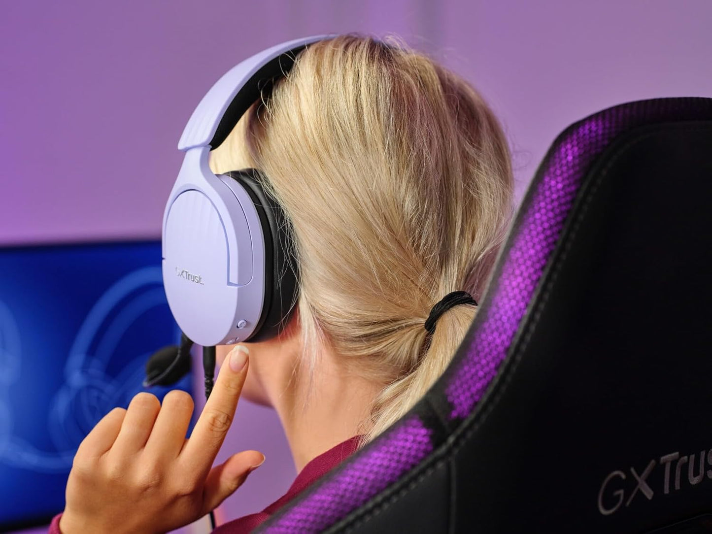 Trust Gaming GXT 489 Fayzo Gaming Headset for PC, PS5, PS4, Xbox Series X|S, Switch, Mobile, 3.5 mm Jack, 35% Recycled Plastics, Over-Ear Wired Headphones with Noise Cancelling Microphone - Purple