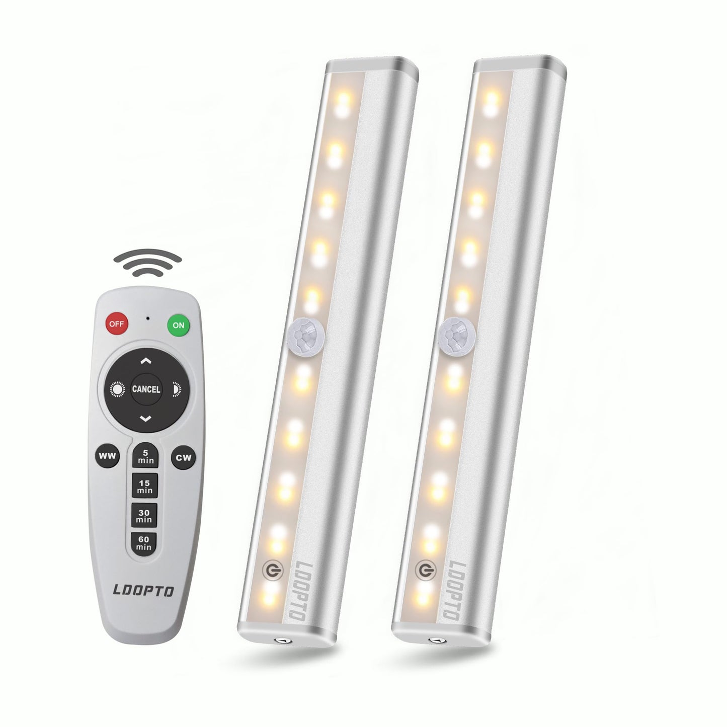 LDOPTO Under Cabinet Kitchen Lights with Remote Dimmable LED Cupboard Battery Powered LED Bedroom Lights with Timer for Kitchen Hallway, Multiple Colors 4 Pack