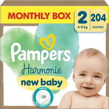 Pampers Harmonie Nappies Size 2, 204 Nappies, 4kg-8kg, Monthly Pack, Gentle Skin Protection with 100 Percent Pampers Protection
