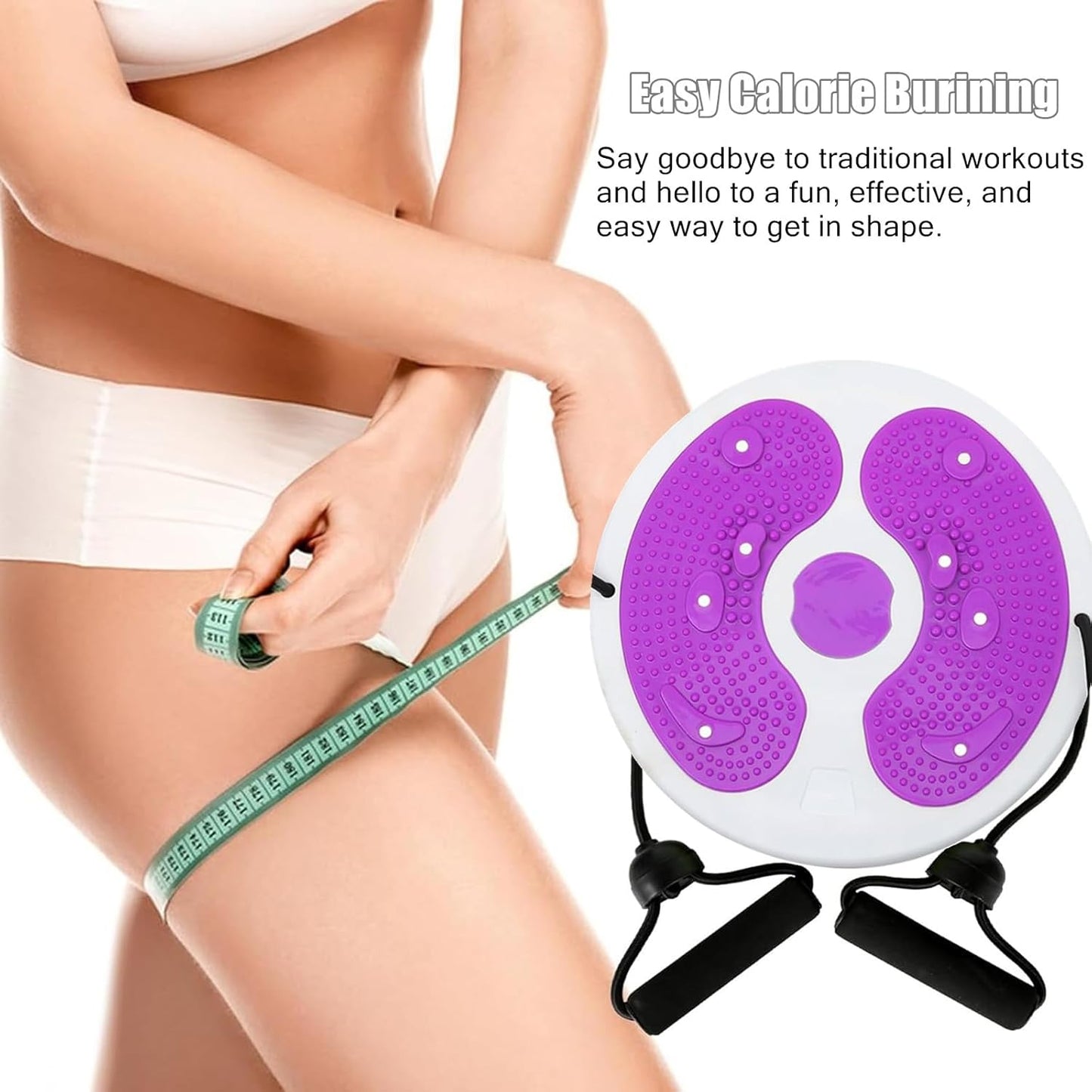 Waist Twisting Disc, Waist Whisper with Resistance Bands and Foot Massage, Body Shaping Waist Whisper Twisting Disc Board, Waist Trainer Machine for Exercise and Toning Workout Decoration (C)