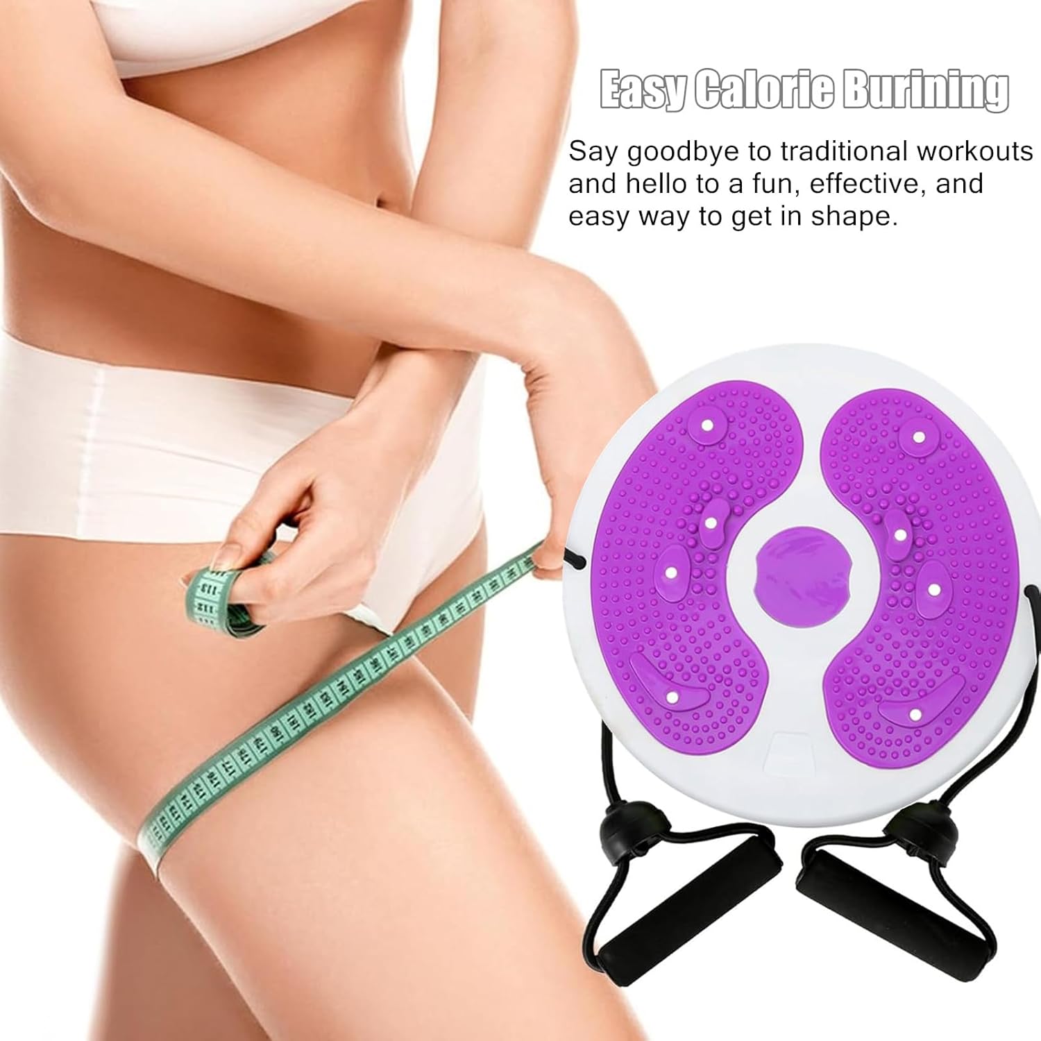 Waist Twisting Disc, Waist Whisper with Resistance Bands and Foot Massage, Body Shaping Waist Whisper Twisting Disc Board, Waist Trainer Machine for Exercise and Toning Workout Decoration (C)