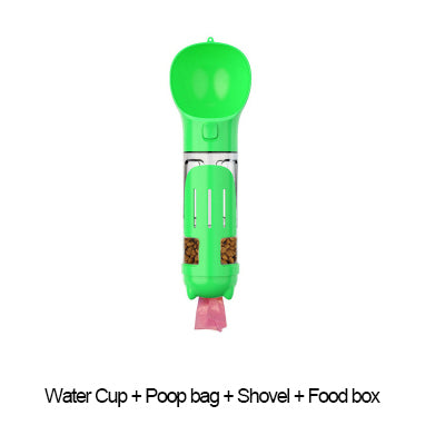 300-500ml Portable Multifunction Dog Water Bottle Food Feeder For Big Dogs 3 In 1 Poop Dispenser Puppy Pet Travel Drinking Bowls