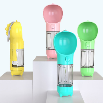 4 in 1 Pet Multi-functional Water Bottle Capacity: 300ml - 500ml
