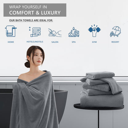 Coral Fleece Bath Towels Pack Of 3 Gray