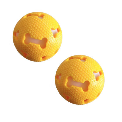 TUGME Dog Toy Throwing Bouncy Hollow Bone Glowing Ball