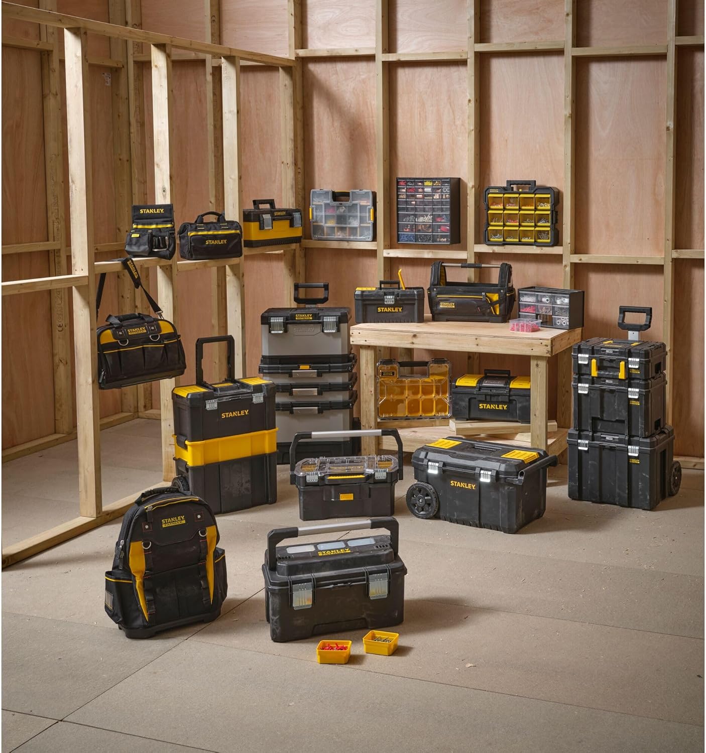 STANLEY Essential Tool Box (16in), Durable Storage Solution with Removable Tote Tray and Organisers, for Parts and Tools Storage, STST1-75518