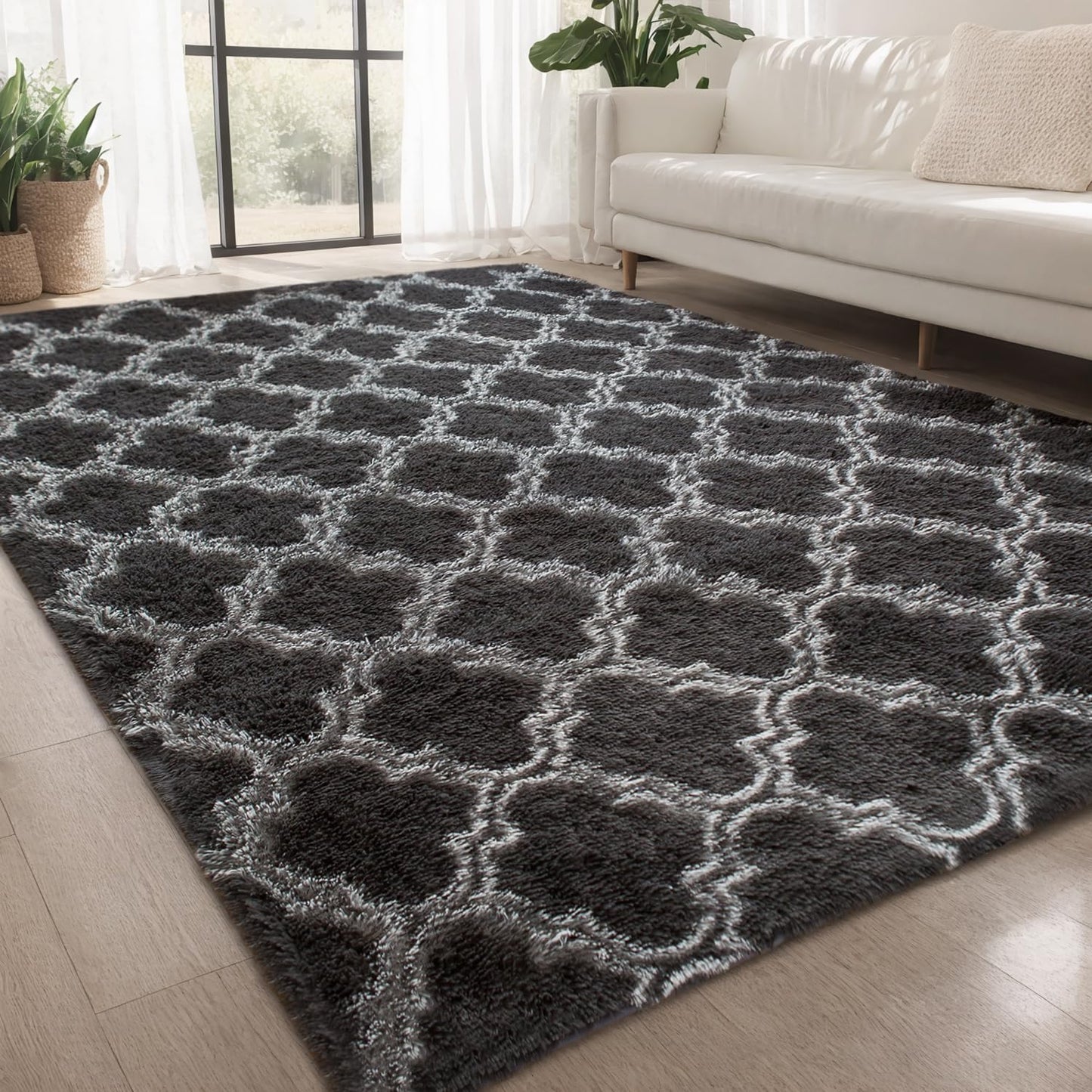Rugs Living Room Large Rugs Bedroom Anti Skid Rug Shaggy Soft Rug for Living Room Bedroom Play Area Kids Room Luxury Decorative (Dark Grey, 180x270cm)