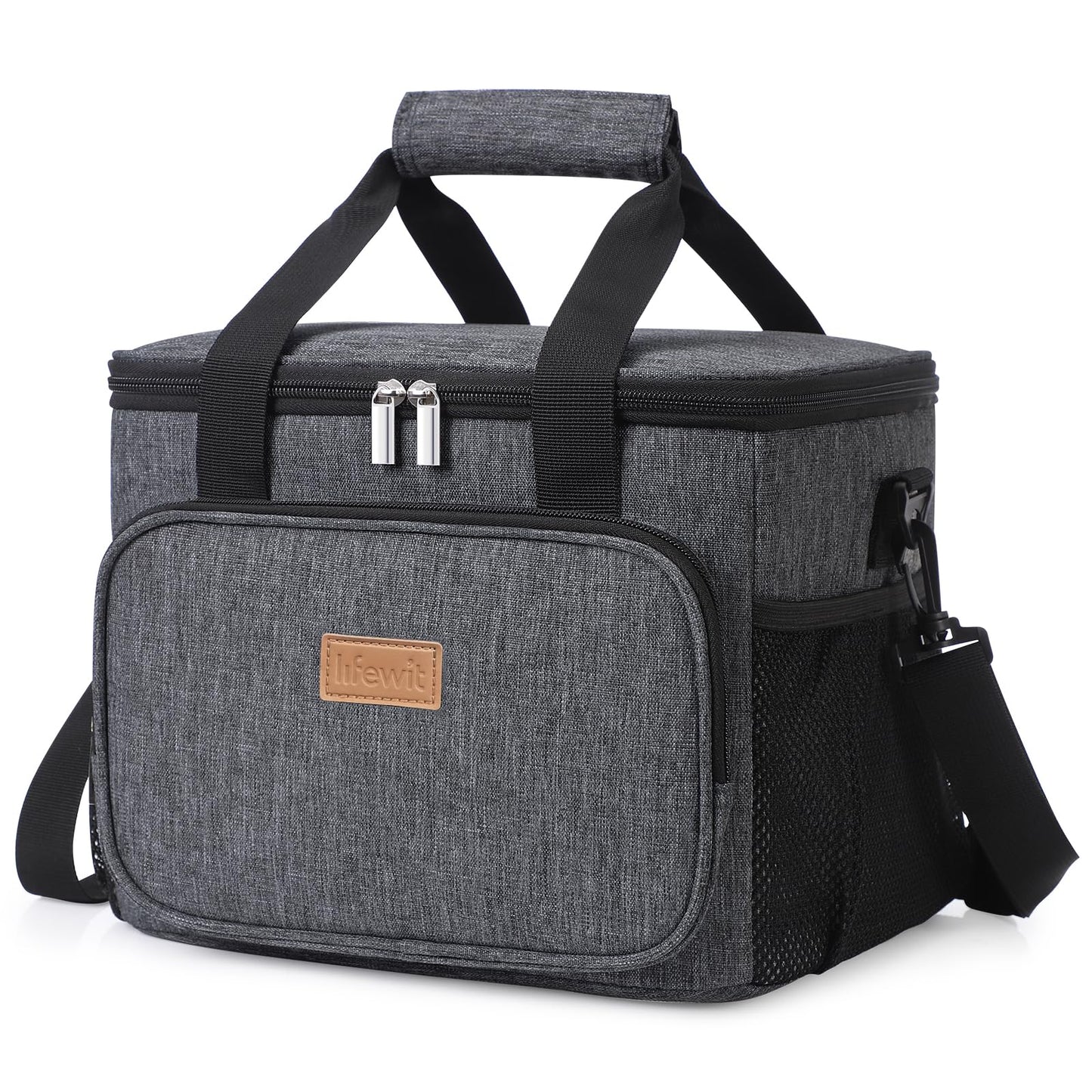 Lifewit 15L (24 Cans) Insulated Lunch Bag, Cooler Bag for Lunch/Work/School/Beach/Picnic (Grey)