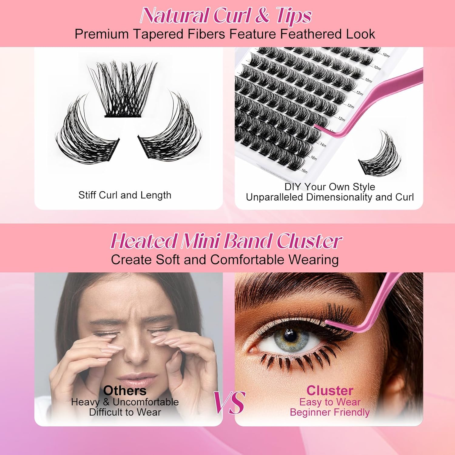 FADLASH Individual Cluster Lashes Extensions 120Pcs 40D 0.07 D Curl 8-16mm Mixed Trays Eyelashes DIY Multiple Shapes Eyelash Customize Your Look at Home for Beginners