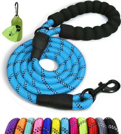 Taglory Rope Dog Lead with Soft Padded Handle, 1.2 m Reflective Lead and Multi-Colour for Small Dogs, 1.0 cm, Black