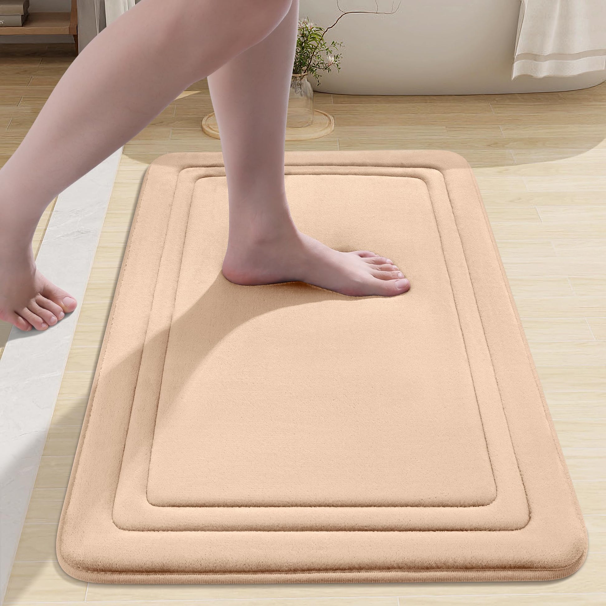 smiry Memory Foam Bath Mat - 40 x 60cm, Non-Slip, Super Absorbent, Comfortable - Machine-Washable Floor Rug, Dark Grey