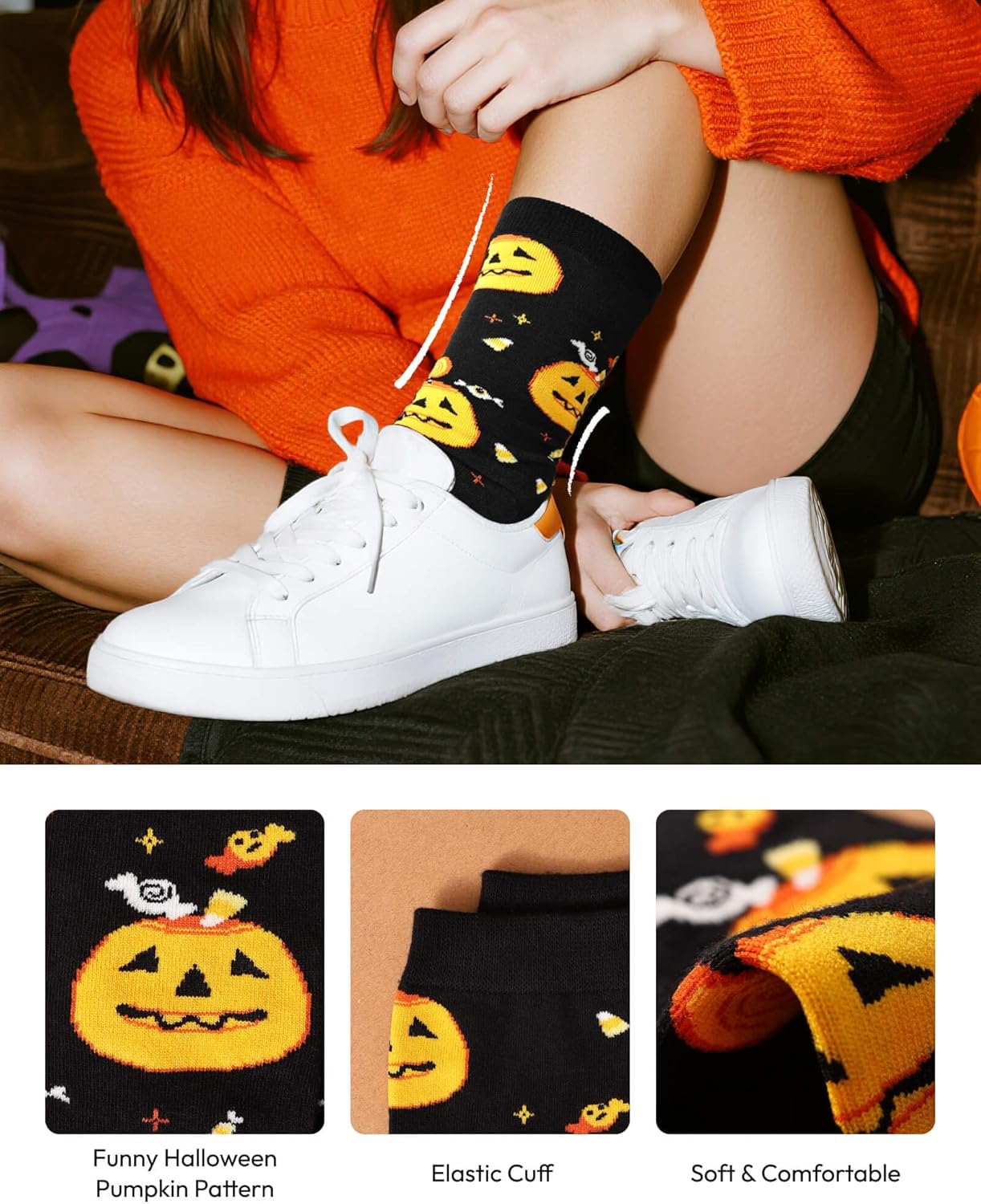 Halloween Gifts for Women Halloween Mug Socks 6-9 Pumpkin Keychain Haloween Accessories Ladies Gifts for Her Presents for Women Hallowee