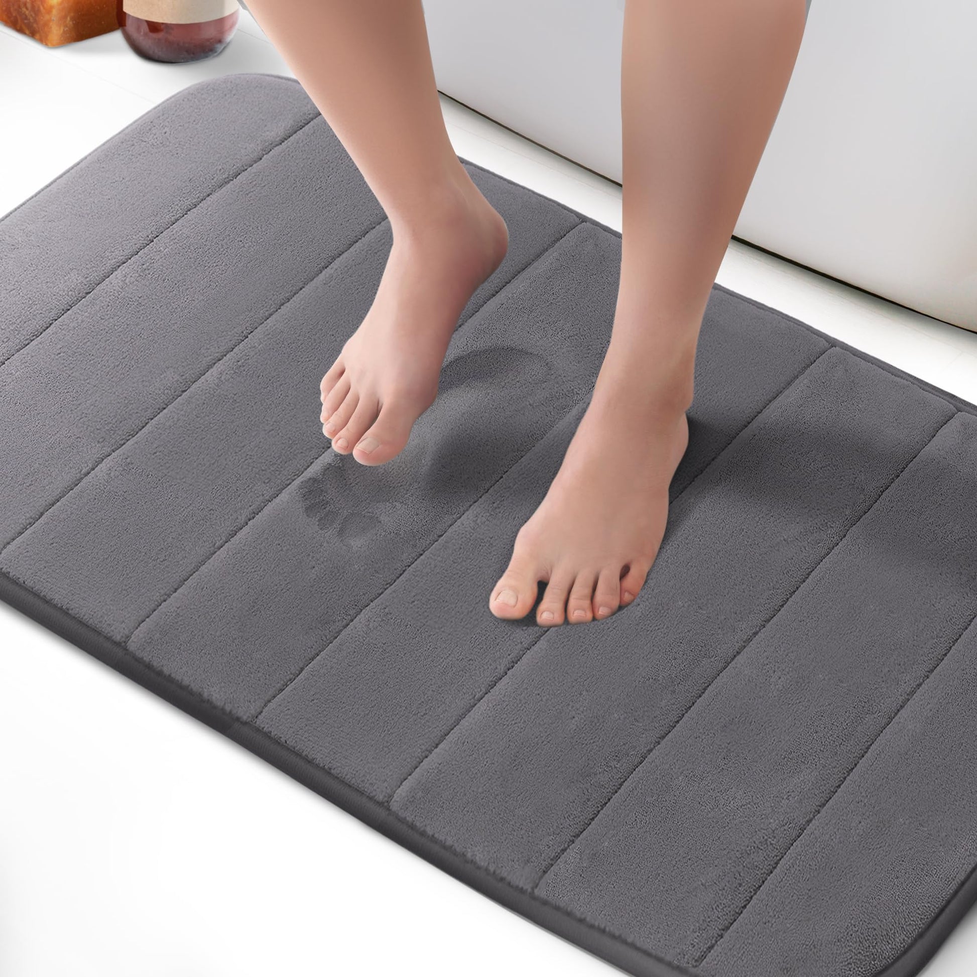 KEPLIN Memory Foam Bath Mat - Ultra-Soft, Highly Absorbent, Non-Slip, Machine Washable - Luxurious Comfort for Home & Bathroom Floors (Light Blue, 40 x 60cm)