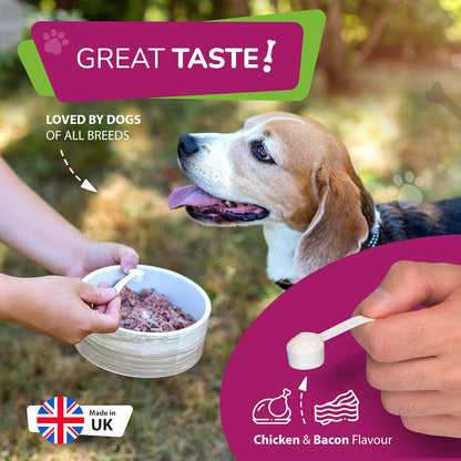 Dog Probiotic Powder – Bacon Flavour Probiotic for Dogs – Dog Digestive Supplements w/No Gluten or Dairy – Mix-In Powdered Probiotics for Dogs Powder by Furever Friendz