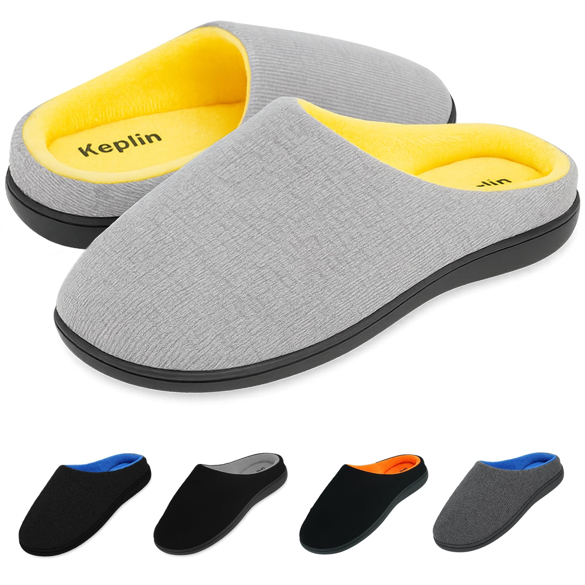KEPLIN Men’s Memory Foam Slippers – Comfortable Indoor House Shoes for Men with Plush Cushioning, Anti-Slip Rubber Soles, Lightweight Design