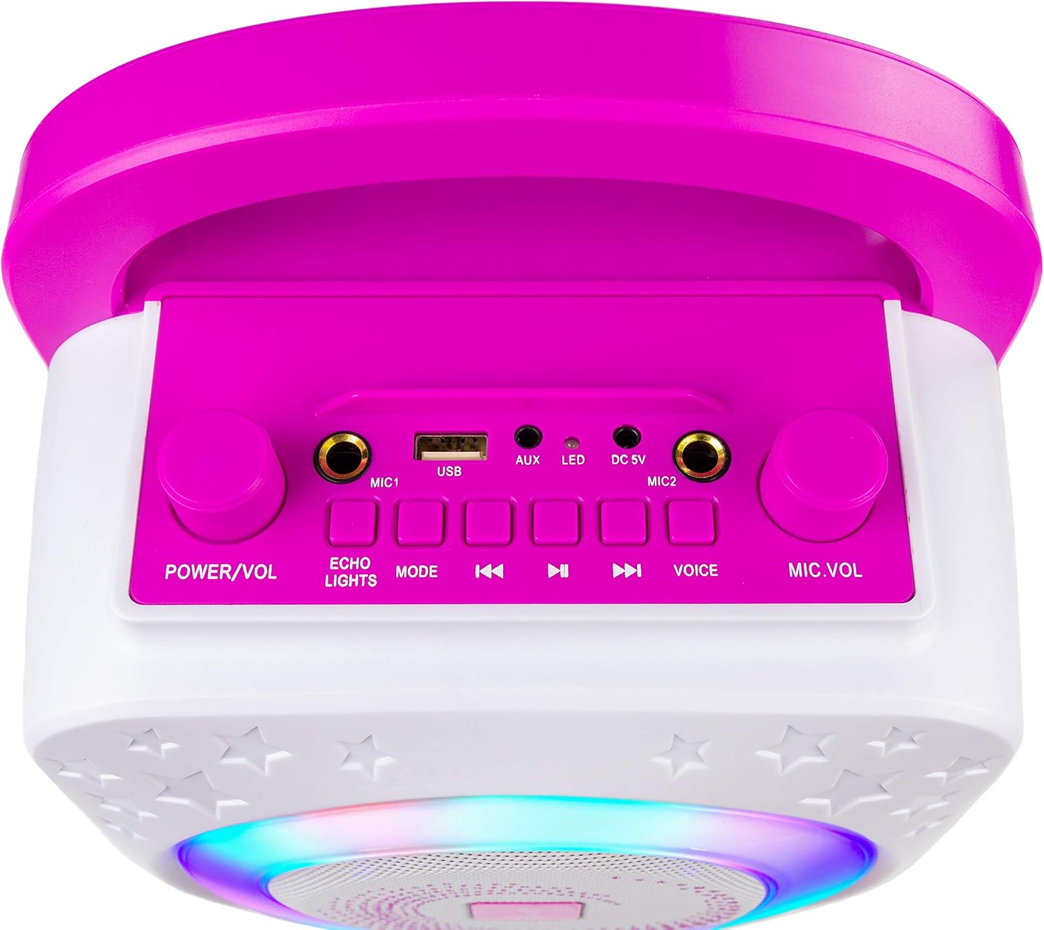 RockJam 10-Watt Rechargeable Bluetooth Karaoke Machine with Two Mics, Lightshow & Voice Effects