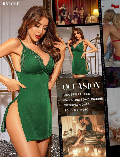 RSLOVE Women’s Sexy Lingerie Lace Babydoll Nightwear Chemise Nightdress