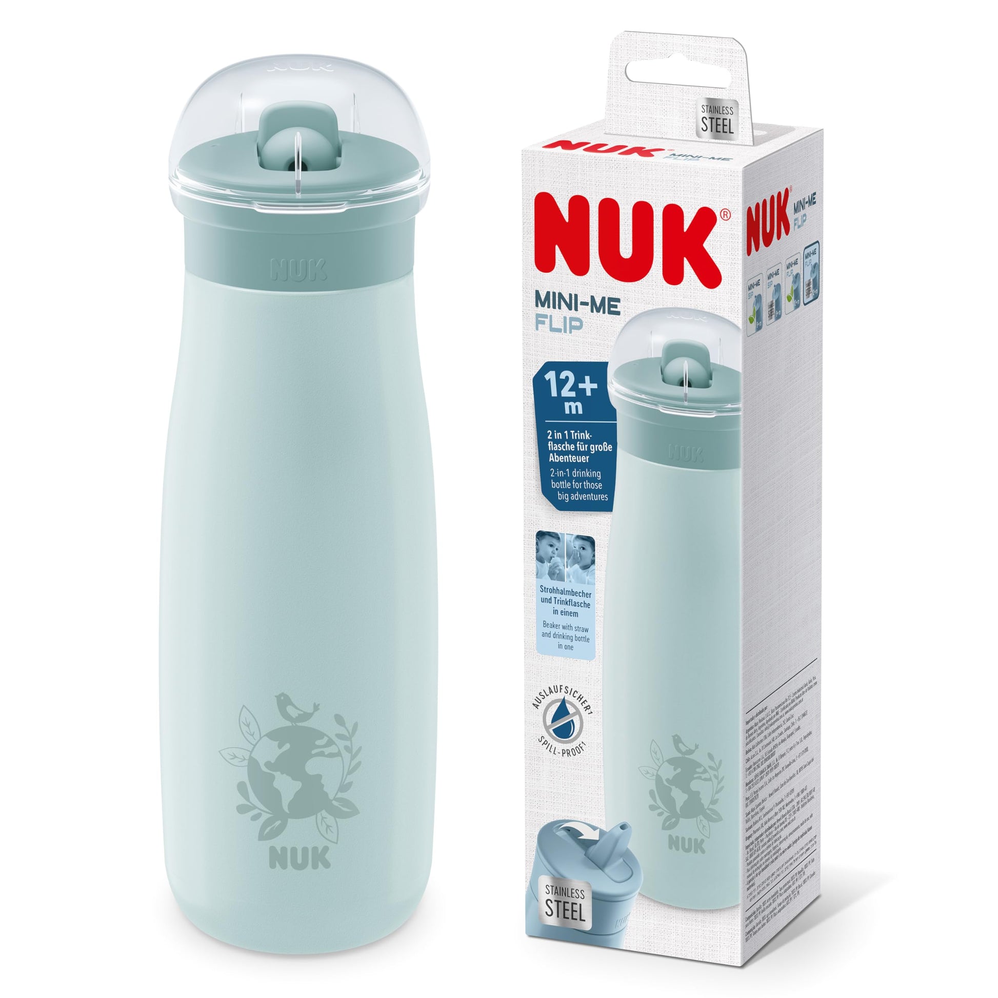 NUK Kiddy Cup Toddler Cup | 12+ Months | 300 ml | Leak-Proof Toughened Spout | Clip & Protective Cap | BPA-Free | Pink
