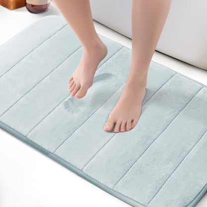 KEPLIN Memory Foam Bath Mat - Ultra-Soft, Highly Absorbent, Non-Slip, Machine Washable - Luxurious Comfort for Home & Bathroom Floors (Light Blue, 40 x 60cm)