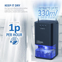 NETTA Dehumidifiers for Home Damp 1400ml Dehumidifier with Ultra Quiet & Auto Shut off 3 Colorful LED, 24Hr Timer Portable Mini Dehumidifier for Wardrobe Bathroom Closet - Black