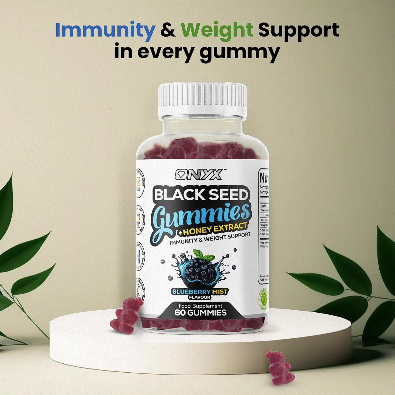 Black Seed Oil Gummies 2000mg with Honey Extract – Halal, Immunity & Weight Support, Hair Growth & Joint Support, Vegan & Vegetarian – 60 Gummies (30 Servings)